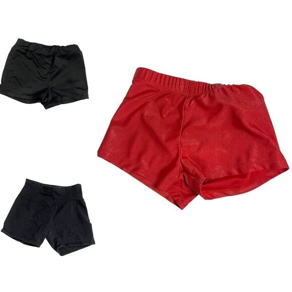 Abercrombie/ Cat & Jack Girls 6 Lot of 3 Bike Shorts Black Red Athletic Stretch - Picture 1 of 6